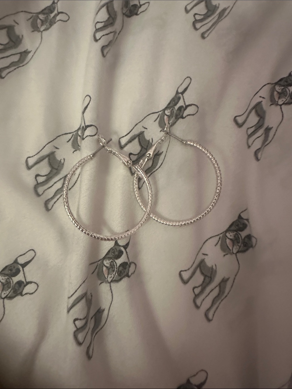 Silver Textured Hoop Earrings - Women Jewelry